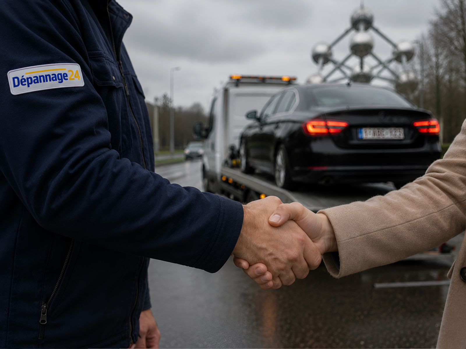 Client réglant une intervention de dépannage automobile