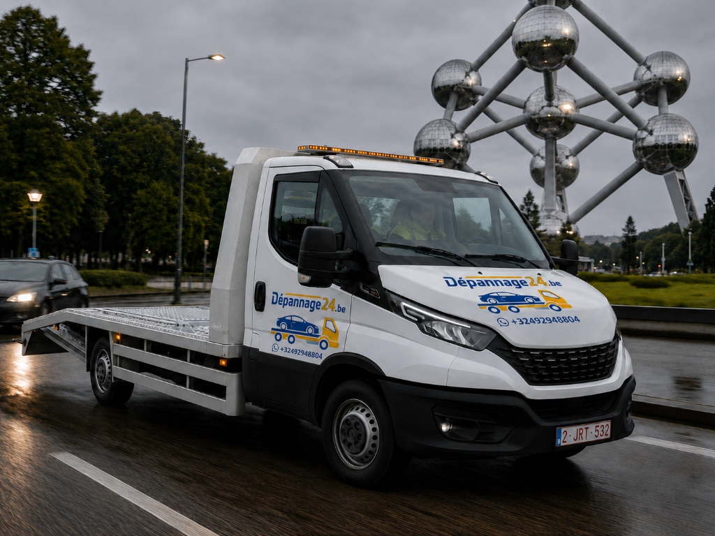 Dépanneuse en route vers un automobiliste à Bruxelles